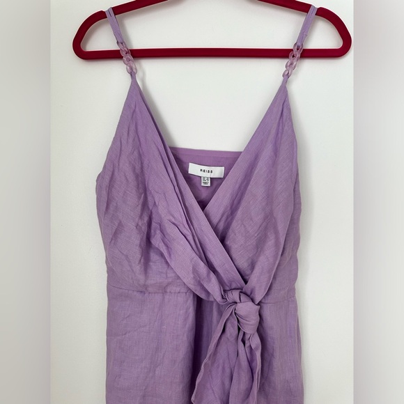Reiss Esme Linen Side Tie Midi Dress in Lilac - Picture 11 of 16